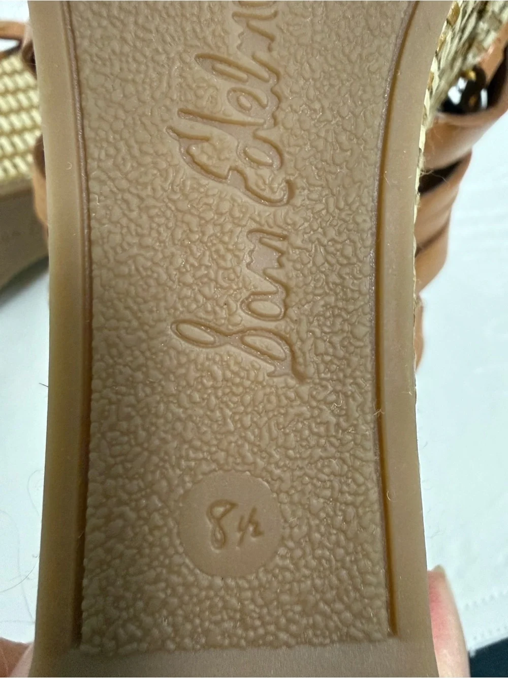 Sam Edelman Leather Espadrille Wedge Sandals 8.5 Tan Strappy Platform